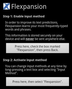 Flexpansion activation screen