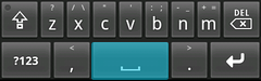 Android keyboard, with space bar highlighted
